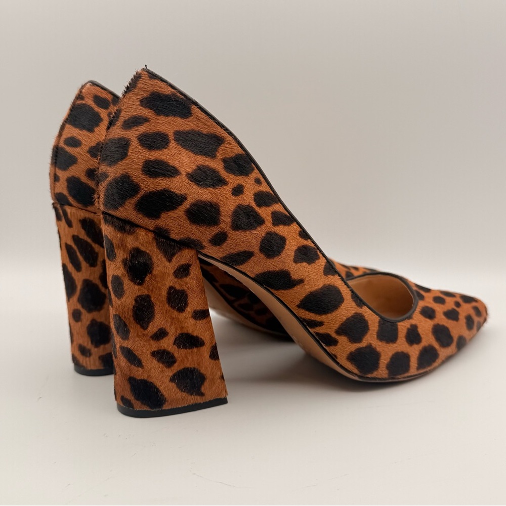 Vince Camuto Calf Hair Leopard Print Block Heel Pumps Size 11M - Picture 6 of 15